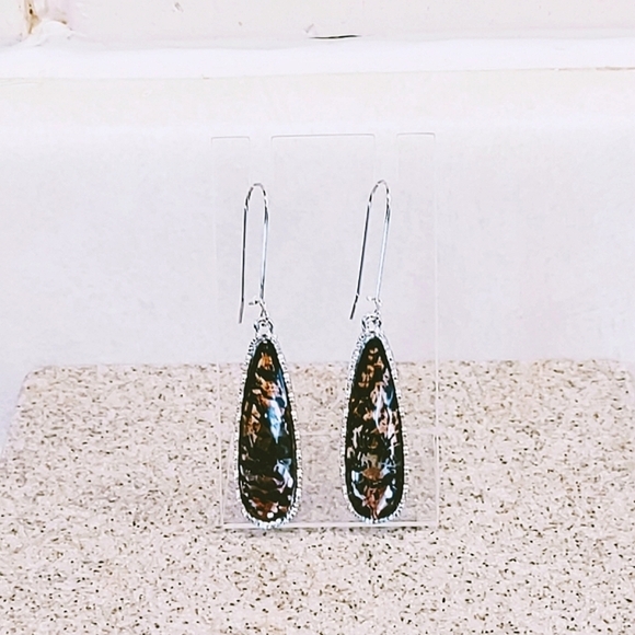 FACETED ART GLASS TEARDROP DANGLE DROP STAINLESS STEEL WIRE HOOK EARRINGS - Picture 7 of 8